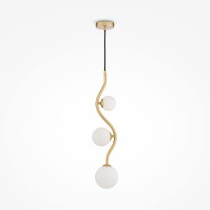 UVA lampa wisząca na złotej fali, kule w różnych rozmiarach 3xG9