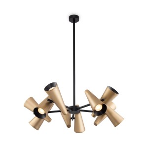 GIRO nowoczesna lampa wisząca czarny/mosiądz regulowana 10xGU10