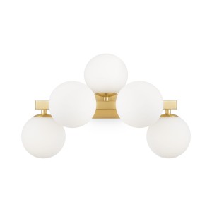 DALLAS kinkiet mosiądz 38cm klosze białe 5xG9