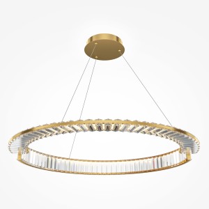 KRONE lampa wisząca złoty ring z kryształami LED 45W 4000K fi 80,5cm