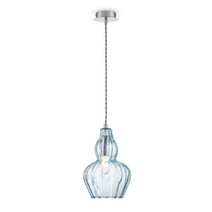 EUSTOMA lampa wisząca klosz jasnoniebieski fi 16cm 1xE14 skręcony ozdobny przewód