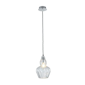 EUSTOMA lampa wisząca klosz transparentny fi 16cm 1xE14 skręcony ozdobny przewód