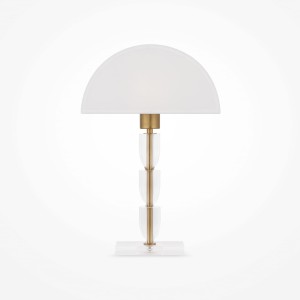 PRIMA lampa nocna stary mosiądz z akrylowymi dekoracjami i oryginalnym białym abażurem 1xE27