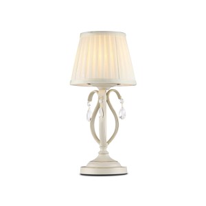 BRIONIA beżowy lampa nocna klasyczny z kryształem abażur biały 1xE14
